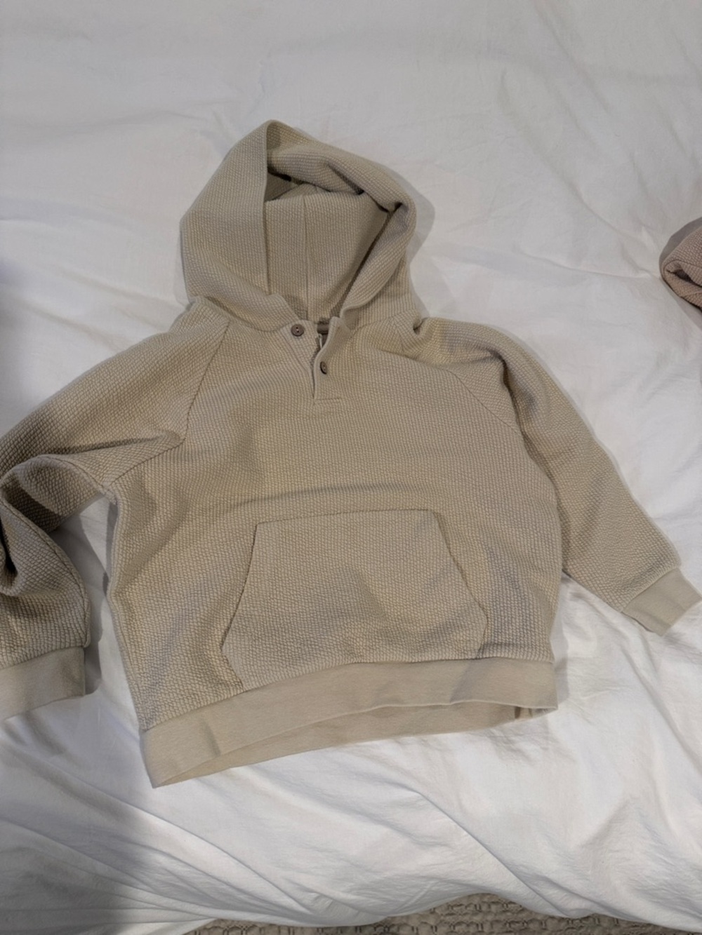 Rylee + Cru Waffle Knit Hoodie in Beige